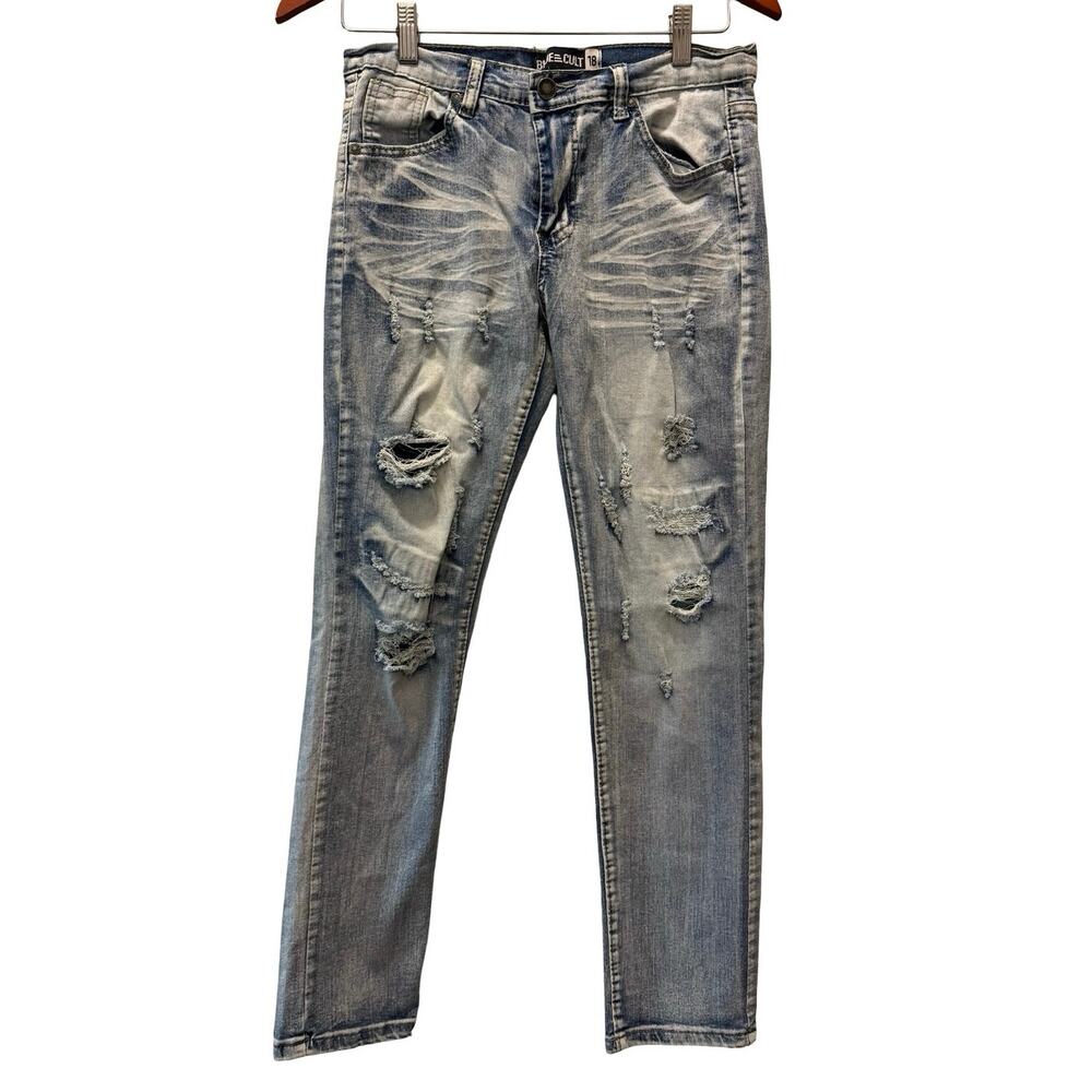 Blue Cult Denim Jeans boys Size 18 Light wash Distressed style